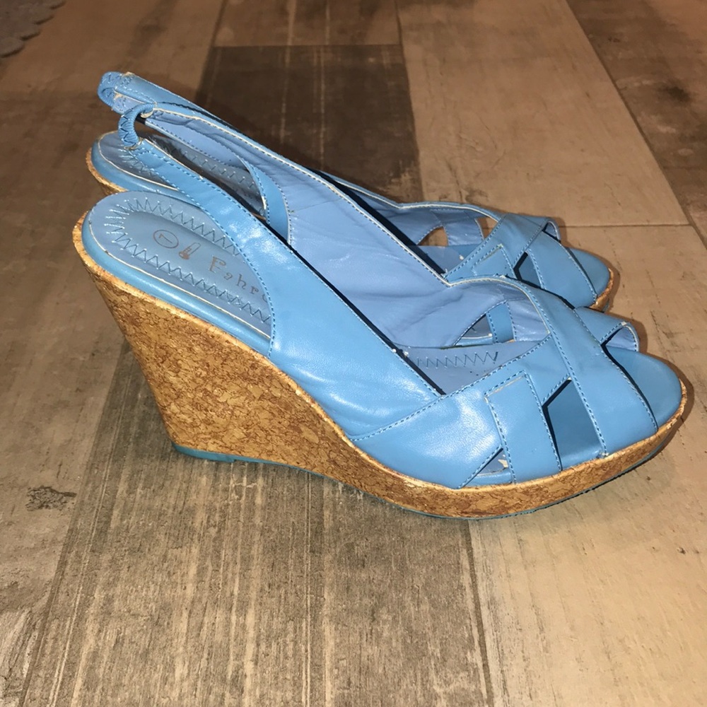 Blue wedge shoes size 7